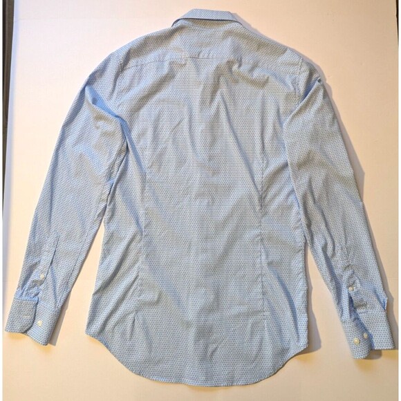 Bonobos Medium Tailored Fit Long Button Up Long Sleeve Shirt Blue White Graphic - Picture 6 of 11